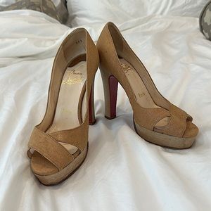 Authentic Christian Louboutin canvas open toe heels